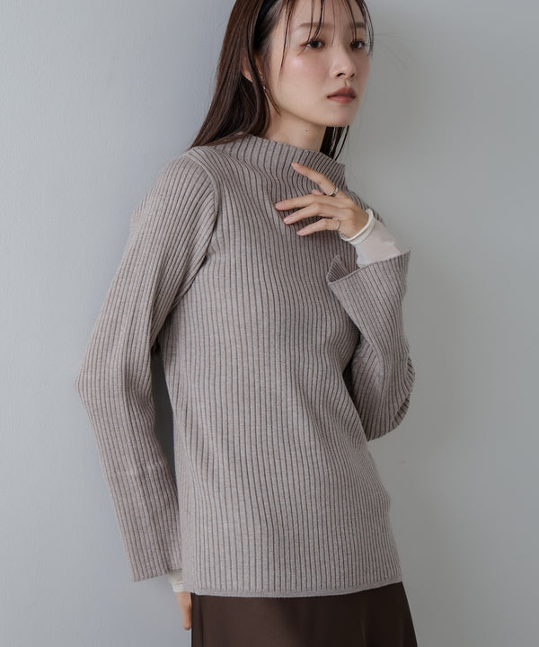【選べるネック】チュールレイヤードリブニット
