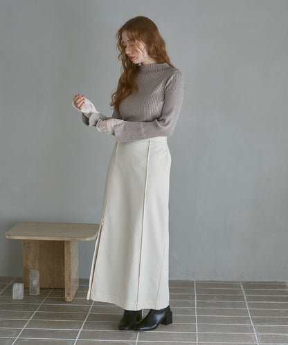 【選べるネック】チュールレイヤードリブニット