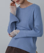 【選べるネック】チュールレイヤードリブニット