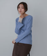 【選べるネック】チュールレイヤードリブニット