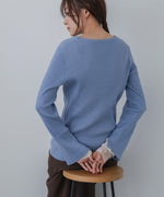 【選べるネック】チュールレイヤードリブニット