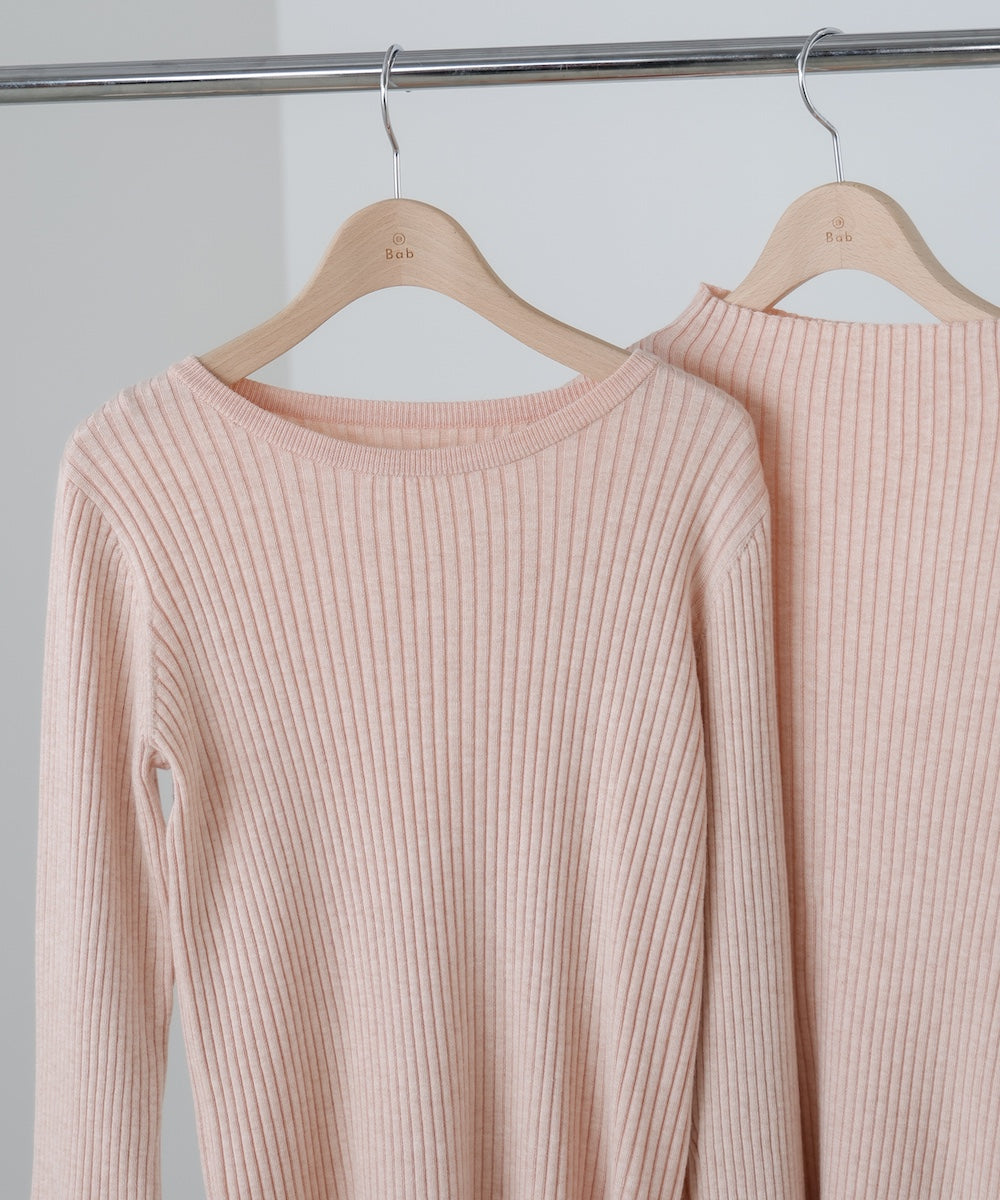 【選べるネック】チュールレイヤードリブニット