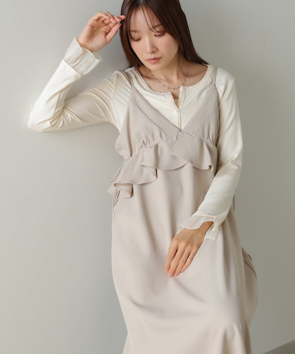 ペプラムキャミワンピース