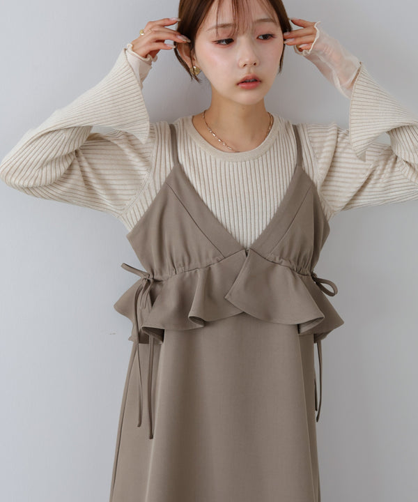 ペプラムキャミワンピース