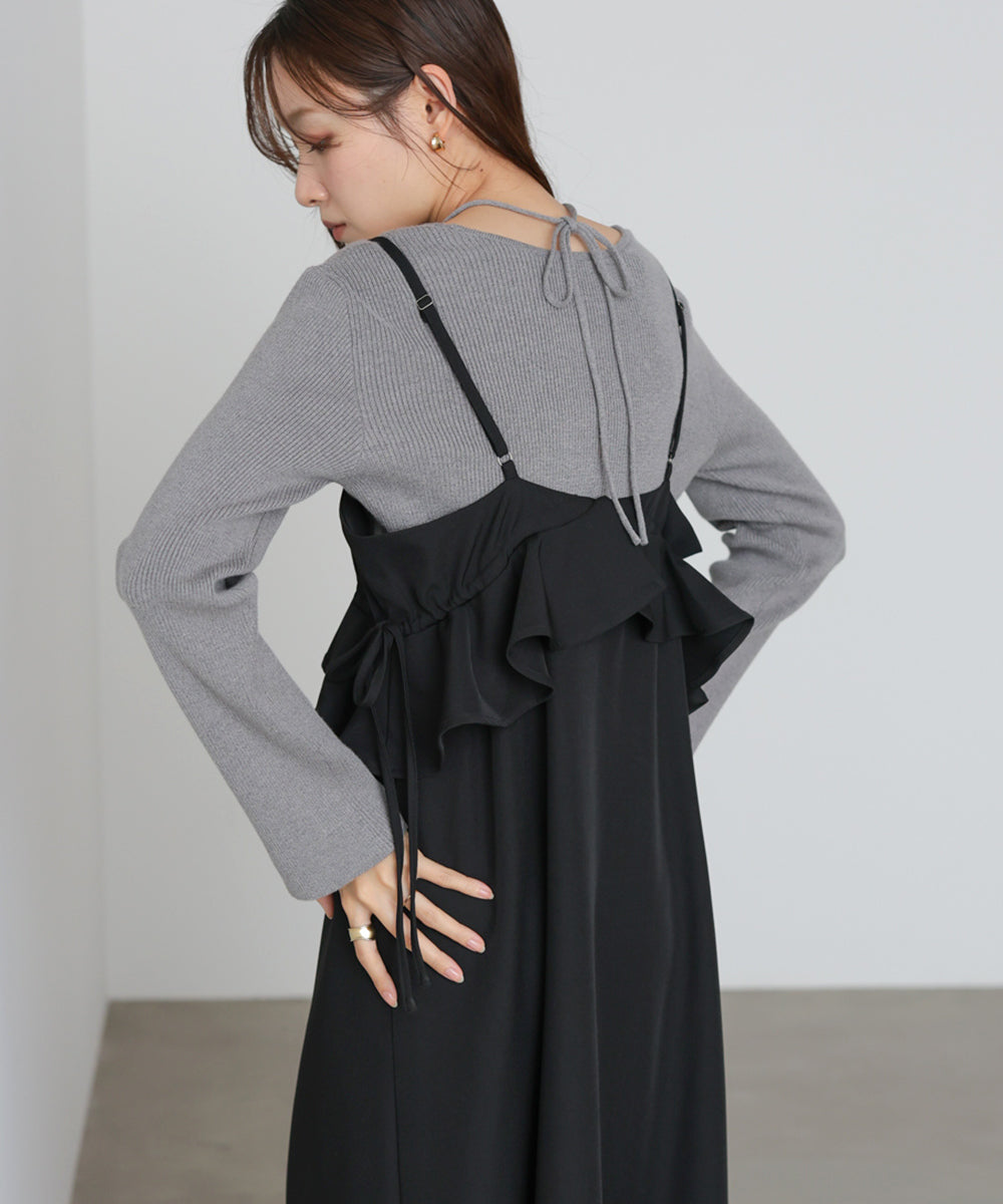 ペプラムキャミワンピース