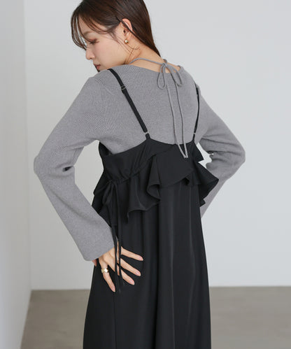 ペプラムキャミワンピース