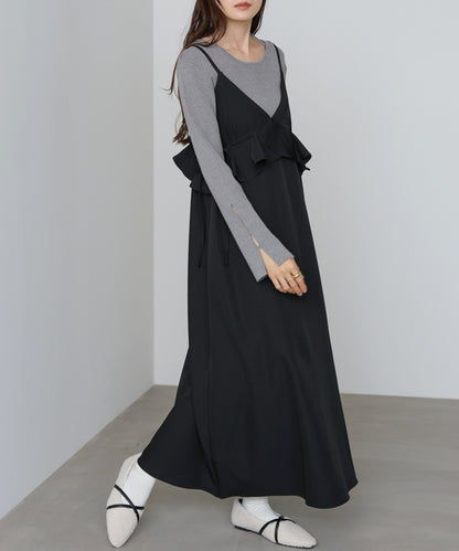 ペプラムキャミワンピース