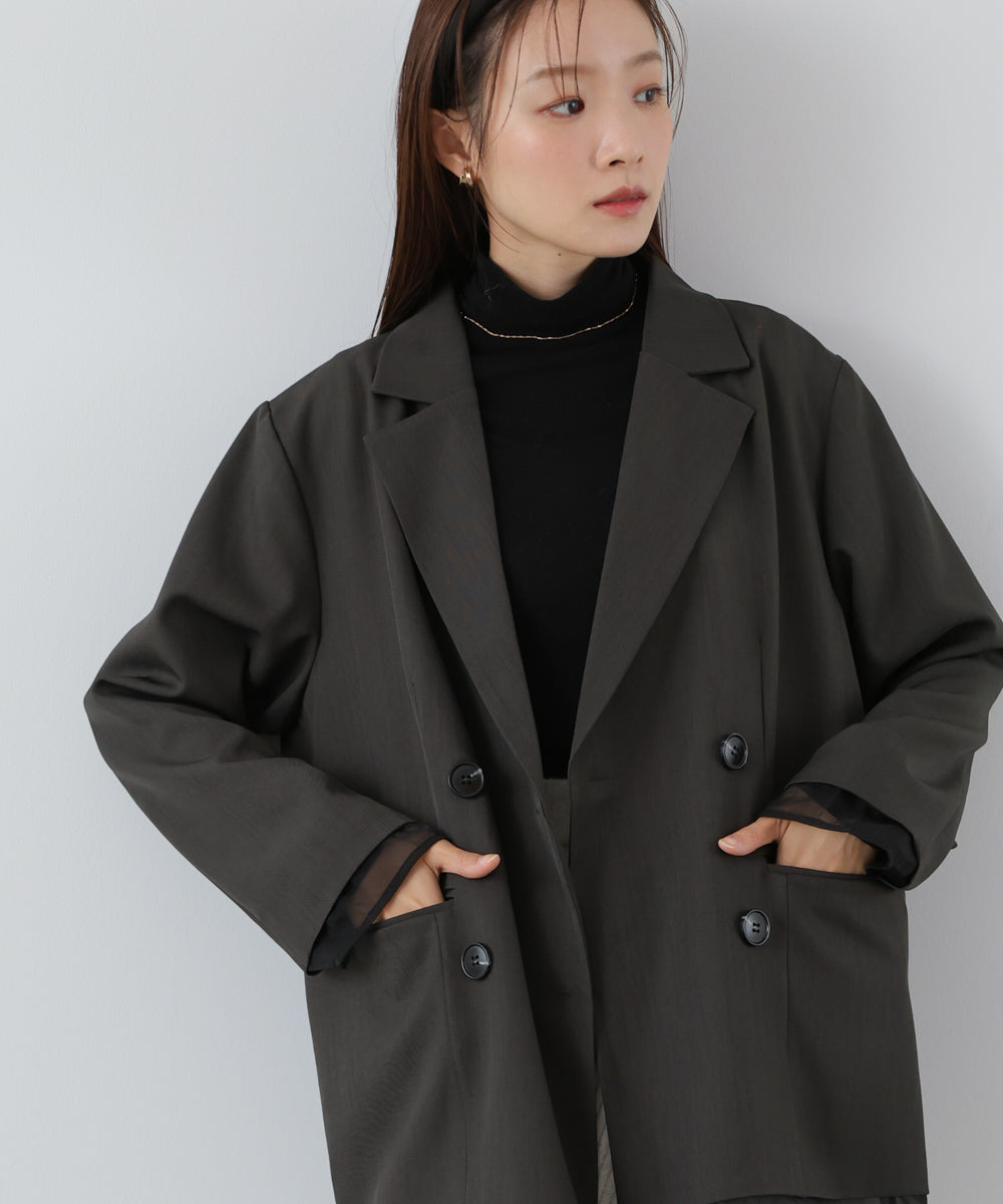 シアー切替ダブルテーラードジャケット – Bab