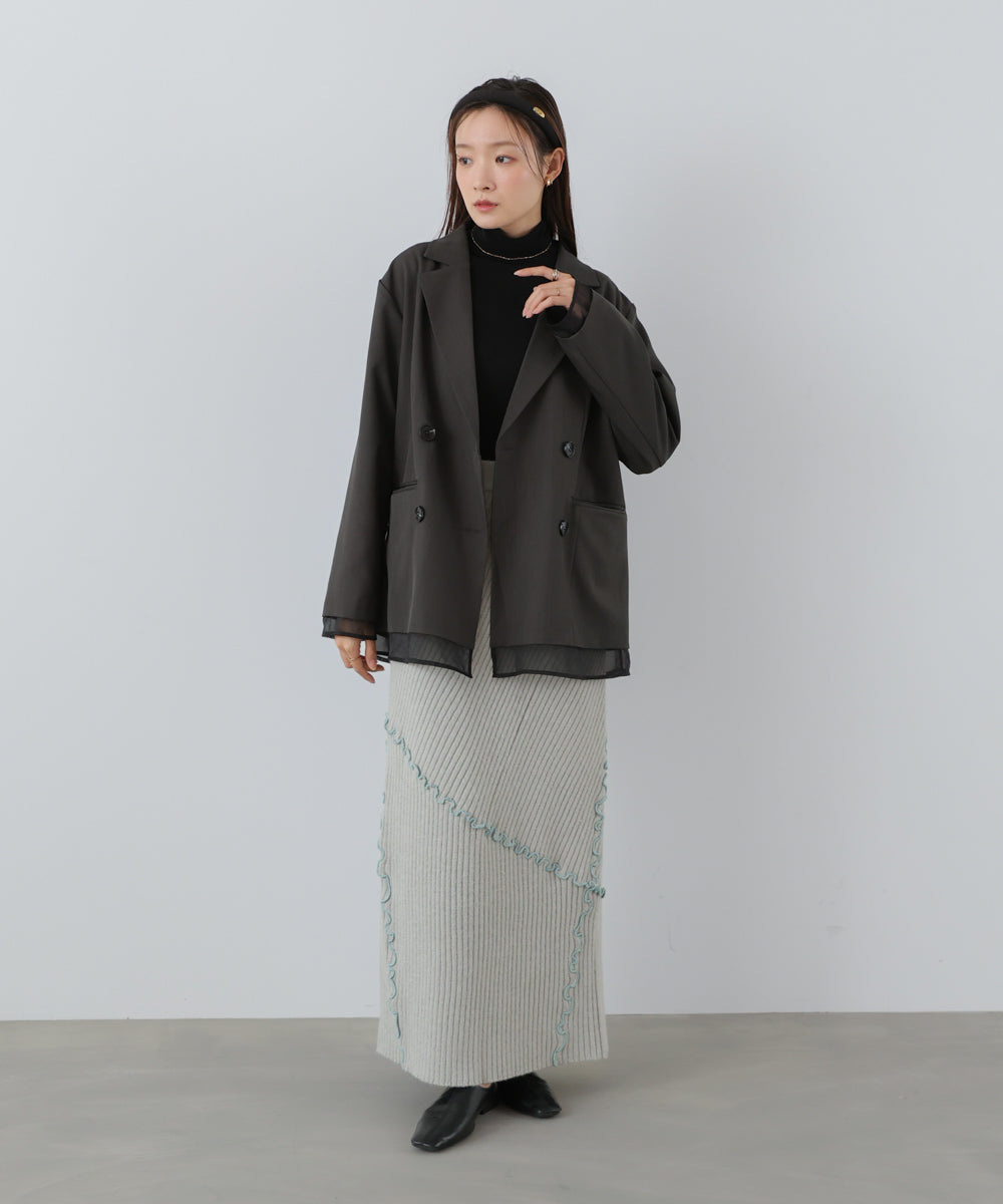 シアー切替ダブルテーラードジャケット