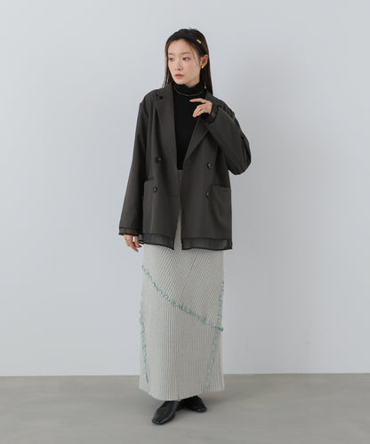 シアー切替ダブルテーラードジャケット