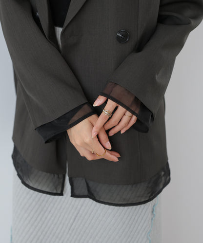 シアー切替ダブルテーラードジャケット