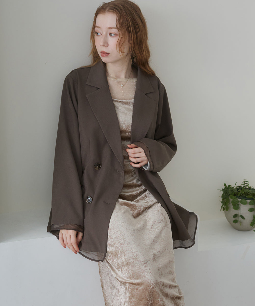 シアー切替ダブルテーラードジャケット