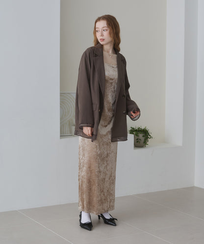 シアー切替ダブルテーラードジャケット