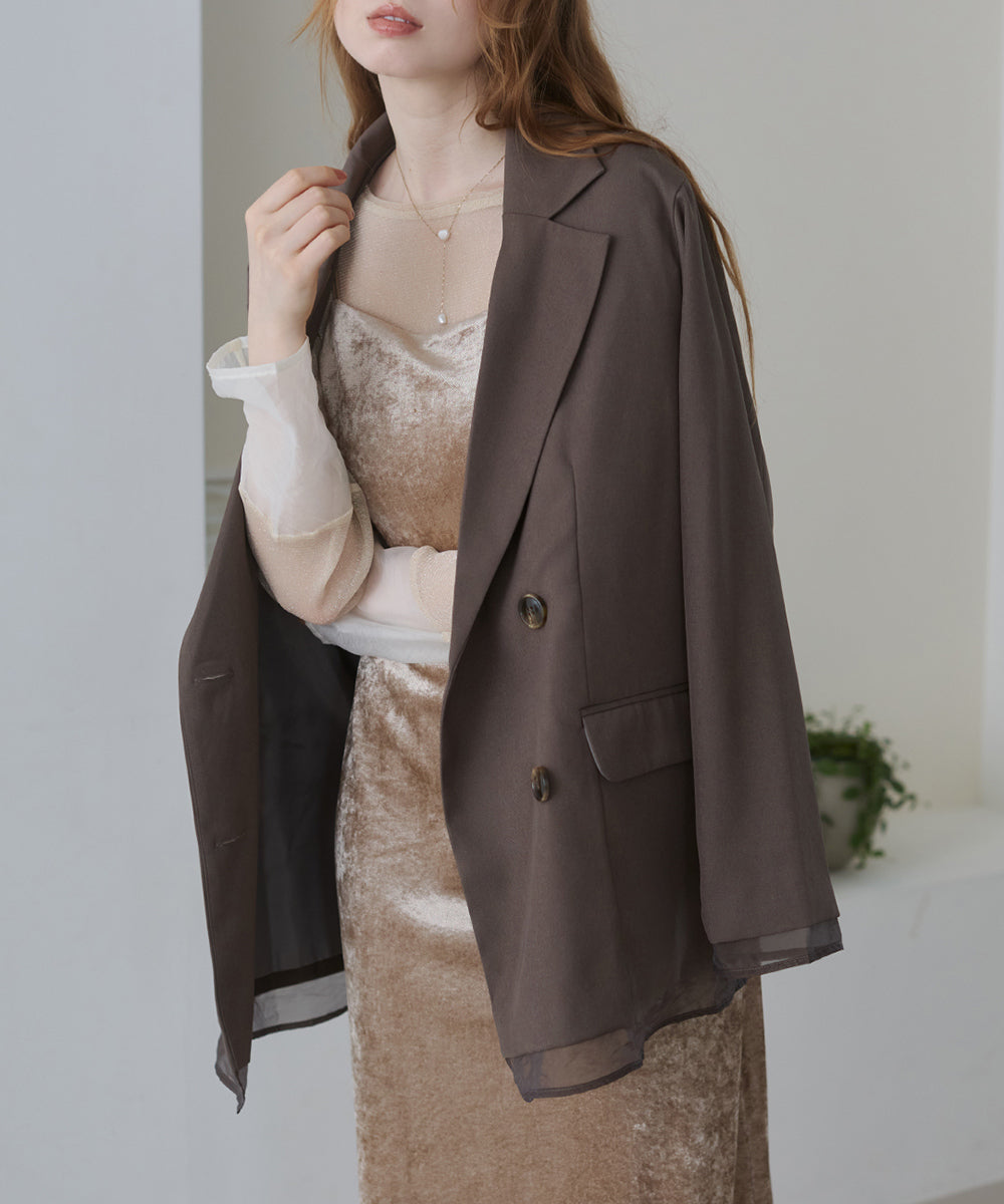 シアー切替ダブルテーラードジャケット