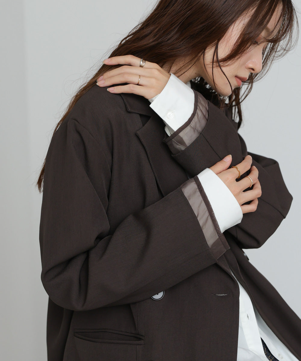 シアー切替ダブルテーラードジャケット – Bab