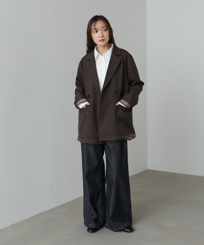 シアー切替ダブルテーラードジャケット