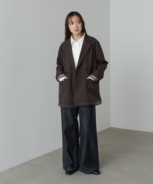 シアー切替ダブルテーラードジャケット