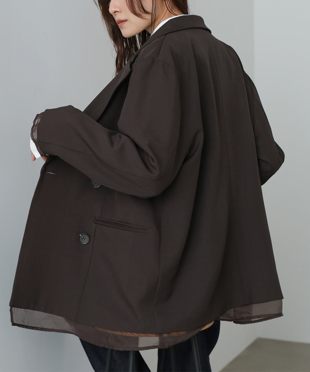 シアー切替ダブルテーラードジャケット