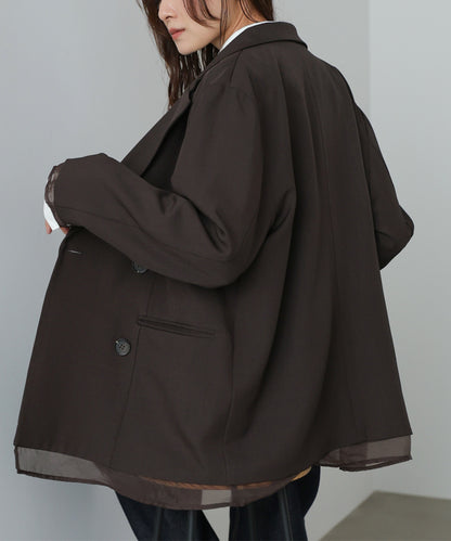 シアー切替ダブルテーラードジャケット