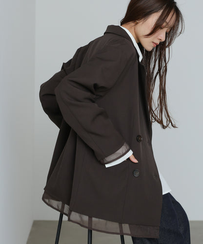 シアー切替ダブルテーラードジャケット