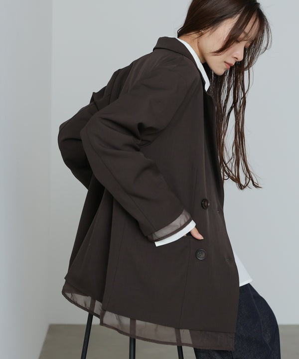 シアー切替ダブルテーラードジャケット