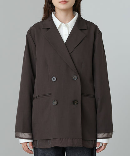 シアー切替ダブルテーラードジャケット