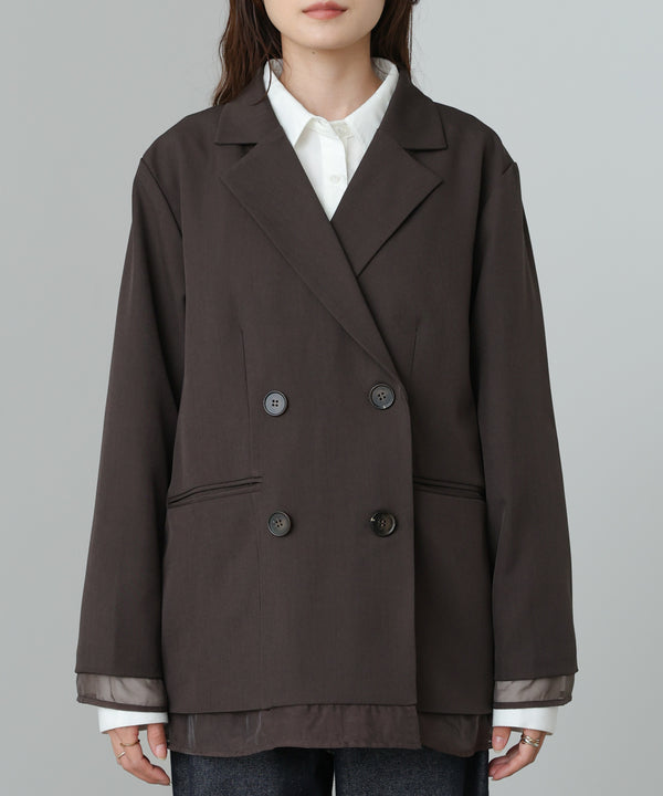 シアー切替ダブルテーラードジャケット