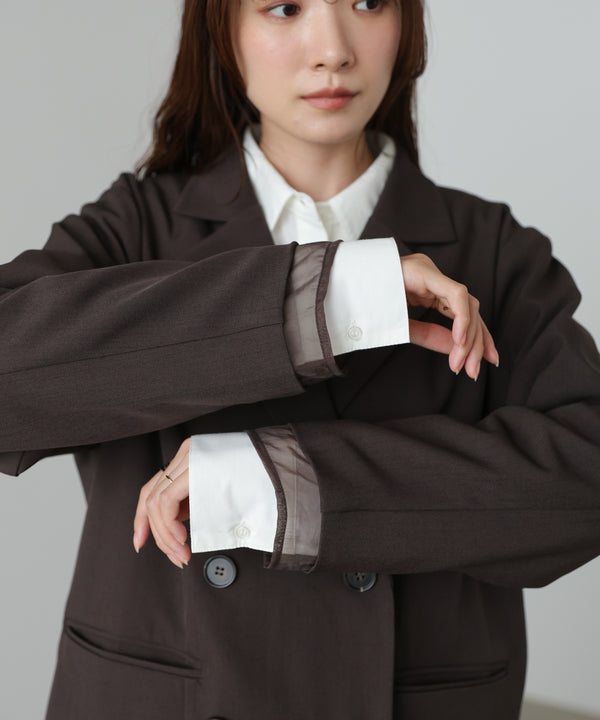 シアー切替ダブルテーラードジャケット