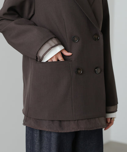 シアー切替ダブルテーラードジャケット