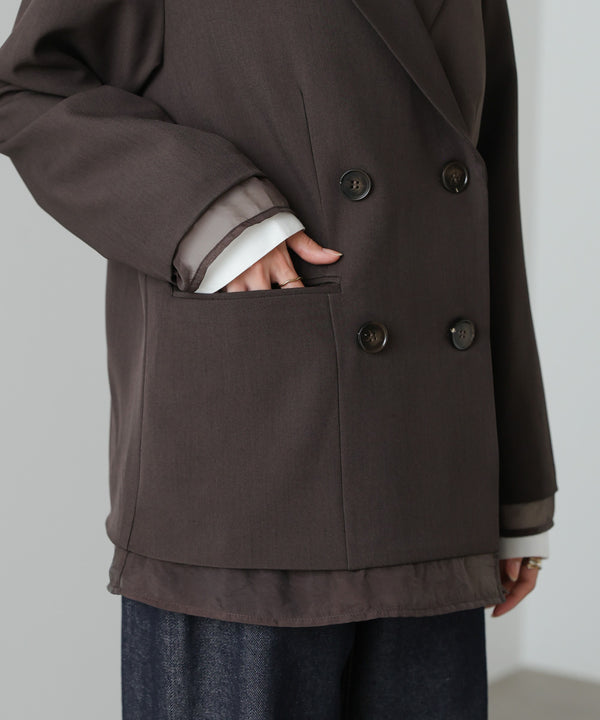 シアー切替ダブルテーラードジャケット