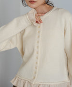 配色フリルニットカーディガン