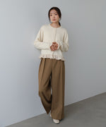 配色フリルニットカーディガン