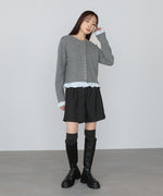 配色フリルニットカーディガン