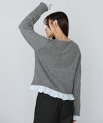 配色フリルニットカーディガン