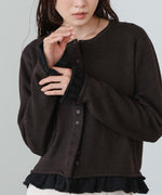 配色フリルニットカーディガン