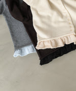 配色フリルニットカーディガン