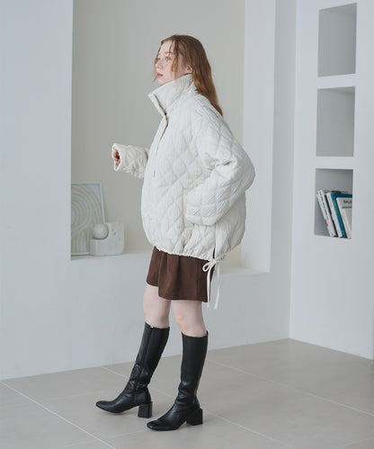 ウェーブキルティング中綿ミドルコート