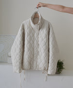 ウェーブキルティング中綿ミドルコート