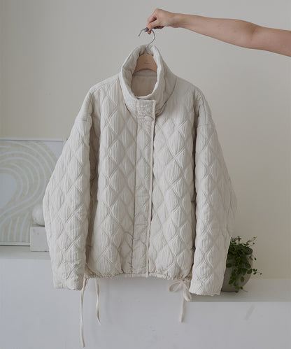 ウェーブキルティング中綿ミドルコート