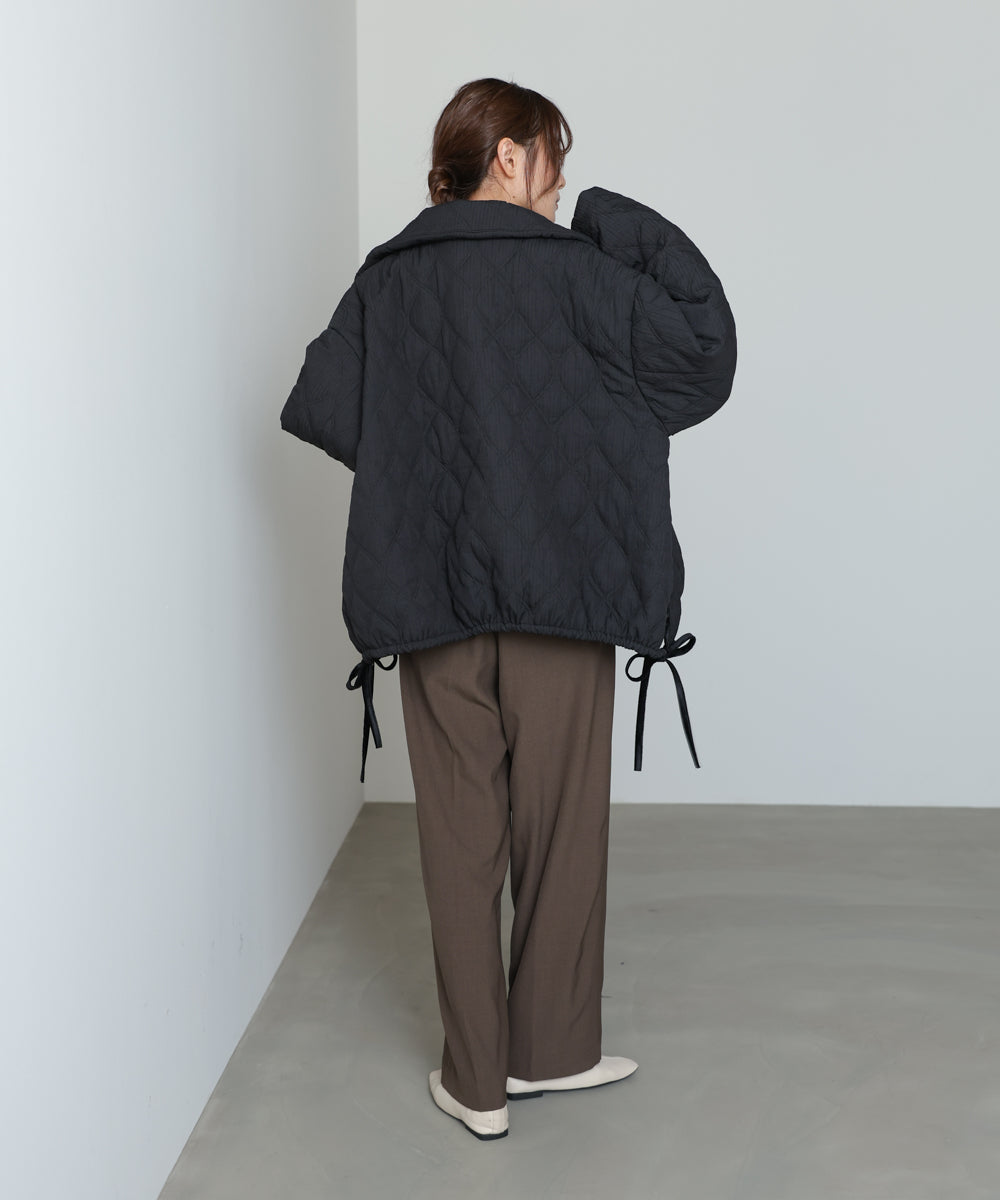 ウェーブキルティング中綿ミドルコート