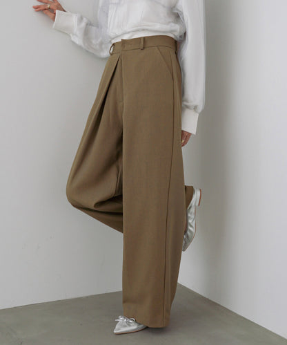 フロントワイドタックネップ入ワイドパンツ