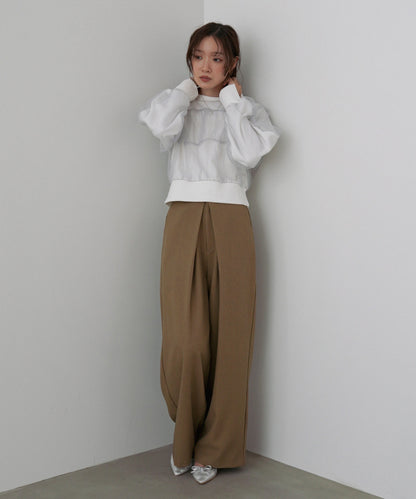 フロントワイドタックネップ入ワイドパンツ