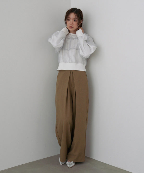 フロントワイドタックネップ入ワイドパンツ