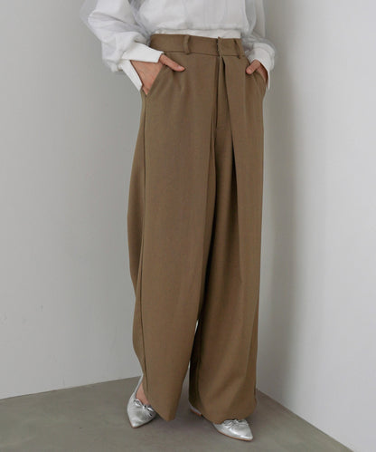 フロントワイドタックネップ入ワイドパンツ