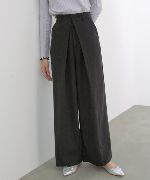 フロントワイドタックネップ入ワイドパンツ