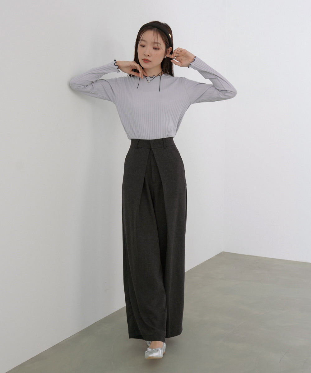 フロントワイドタックネップ入ワイドパンツ