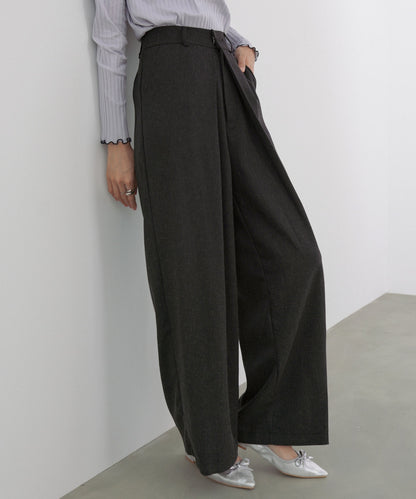 フロントワイドタックネップ入ワイドパンツ