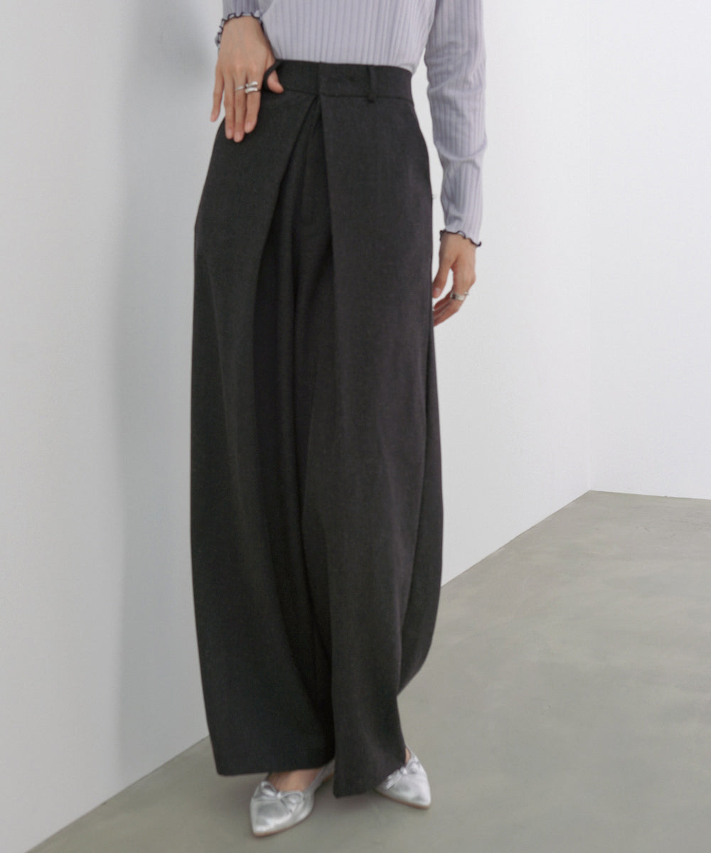 フロントワイドタックネップ入ワイドパンツ