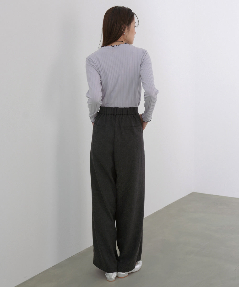 フロントワイドタックネップ入ワイドパンツ
