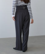 ウエストフラップ釦ワイドタックパンツ